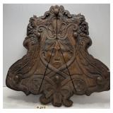 Antique Carved Wood Wall Mounted Coat Rack