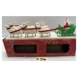 Vintage Peerless Reindeer & Santa Sled Set in box