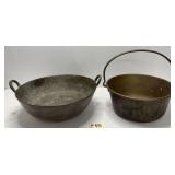(2) Primitive Metal Pots - Copper & Brass?