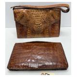 (2) Alligator Purses - Clutch & Shoulder Bag
