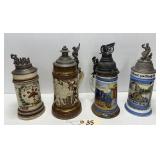 (4) Antique German Steins - Bowling, Regimental