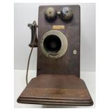 Western Electric Hand Crank Wood Telephone Cabinet