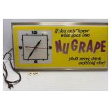 1963 NuGrape Light Up Wall Clock/Sign