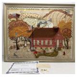 Grandma Moses Schoolhouse Fabric Collage