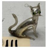 Blown Mercury Glass Cat w/ Whiskers Ornament