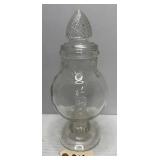 Tiffin Lidded Glass Pedestal Apothecary Jar