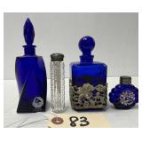 Vintage Glass & Crystal Perfume Bottles - Cobalt