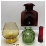 4pcs Mid Century Glass Vases - Blenko, Empoli