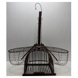 Primitive Wooden Bird Catching Trap w/ Cage
