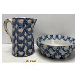 Smoke Rings Spongeware Pitcher & Bowl