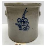 Salt Glaze No. 3 Crock w/ Cobalt Flowers/Fern