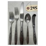 5pcs Towle Solitaire Rose Sterling Silver Flatware