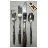 4pcs Towle Solitaire Rose Sterling Silver Flatware
