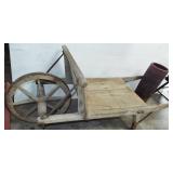 EARLY WOOD WHEEL BARROW