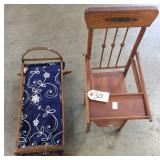 EARLY DOLL CRADLE & HIGH CHAIR