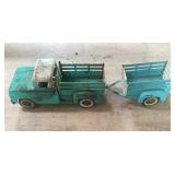 MID CENTURY TIN TRUCK AND TRAILER