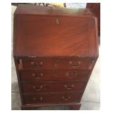 MAHOGANY DROP FRONT 4 DRAWER DESK