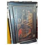 SMALL ORIENTAL DECORATED CORNER CABINET