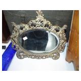 FANCY CAST IRON FRAME BEVELED MIRROR