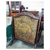 EARLY FRAMED TAPESTRY FIREPLACE SCREEN