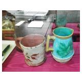 EARLY MUG AND MAJOLICA PITCHER