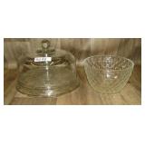 Glass Covered Cake Dish And Bowl