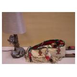Wolf Side Table Lamp & Native American Baby Doll