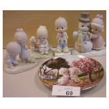 4x Collectible Precious Moments Figures & Plate