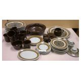37pc Blue, Green & Brown Dishware Set