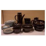 35 Pc Brown, Blue & Green  Franciscan Dishware