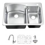 Glacier Bay Top Mount 33in Double Bowl Sink Glacier Bay Top Mount 33in Double Bowl Sink