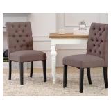 2x Linen Fabric Tufted Upholstered Side Chair 2x Linen Fabric Tufted Upholstered Side Chair