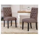 Linen Fabric Tufted Side Chair Set Of 2
