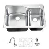 Glacier Bay Top Mount 33in Double Bowl Sink Set
