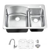 Glacier Bay Top Mount 33in Double Bowl Sink