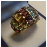 10k Gold Multi Gem Stone Ring 6.2 Grams Size 7