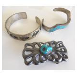 Native American Silver Bracelts & Belt Buckle