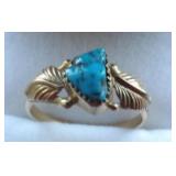 14k Gold & Turquoise Ring 2.2g Size 5.5