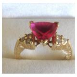 14k Rose Gold Diamond & Pink Sapphire Ring 4.3g