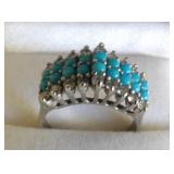 14k White Gold Diamond & Turquoise Ring 4.2grams