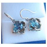 Blue Topaz 14k White Gold Galalea Earrings 4.2g