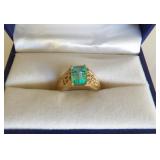 10k Gold & Emerald Ring 7.6g Sz 8