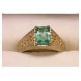 10k Gold & Emerald Ring Sz 8 7.6g