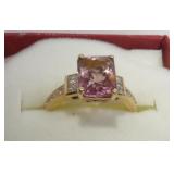 14k Rose Gold Diamond & Pink Sapphire Ring 4.1g