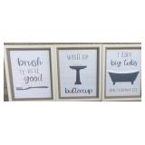 3x Bathroom Wall Decor 13x16