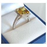 14k White Gold Diamond Yellow Sapphire 4.4g