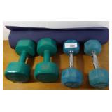 10lbs Dumbbells, 8lbs Water Weights & Yoga Matt