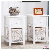 Set Of 2 White Nightstands