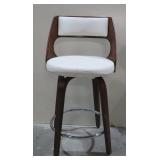 Cherry Wood and White Swivel Seat Counter Stool