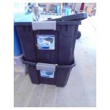 (2) Black Totes (1-Missing Lid)